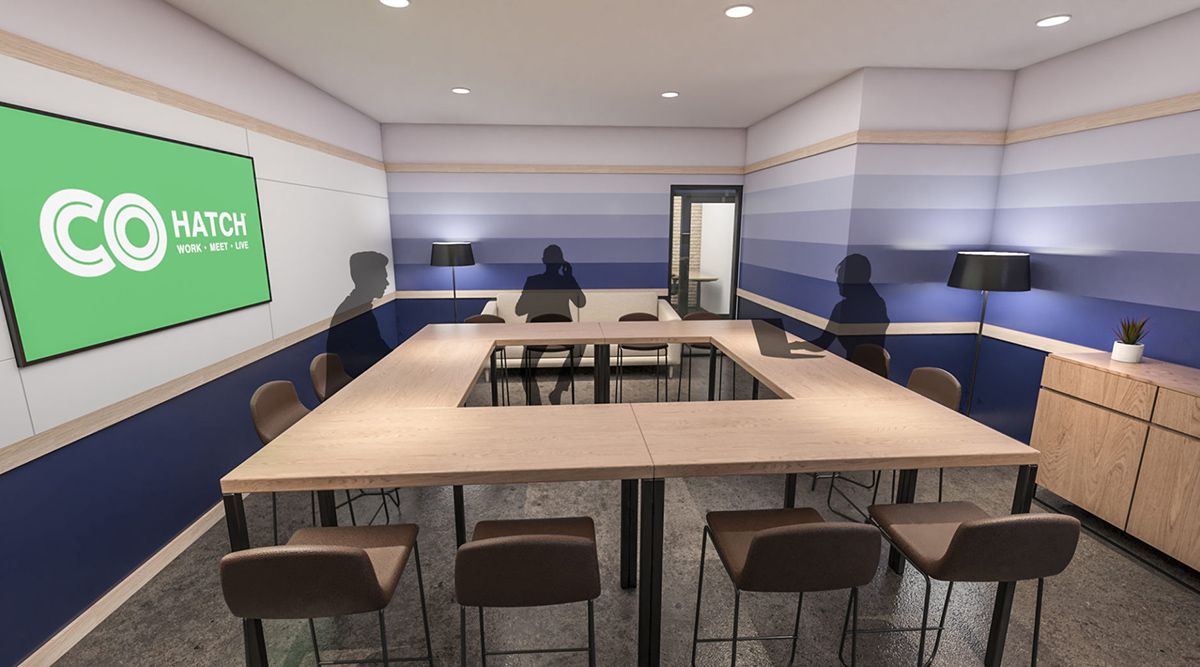 Meeting space rendering inside the new COhatch in Westerville