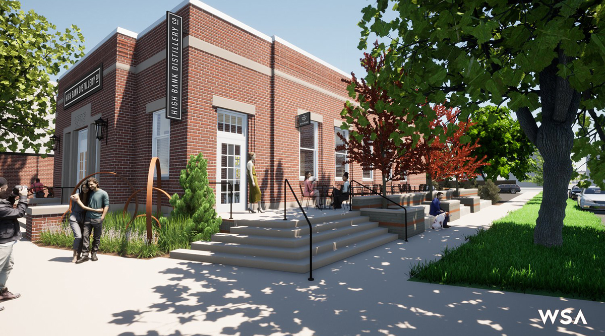 Rendering of the new High Bank Distillery in the old post office space in Westerville