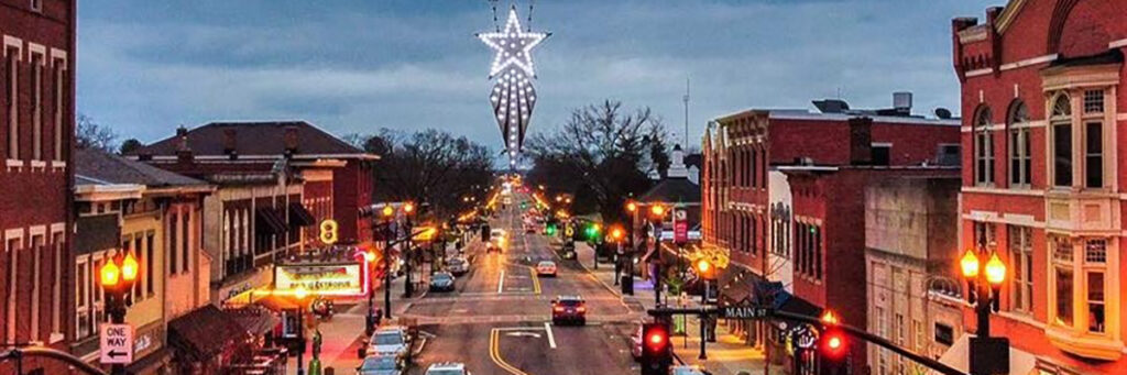 Uptown Westerville during the holidays