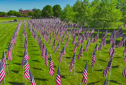 Field of Heroes flags in Westerville, OH